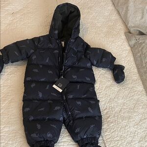 GAP Navy Snowsuit with Dinosaur Pattern